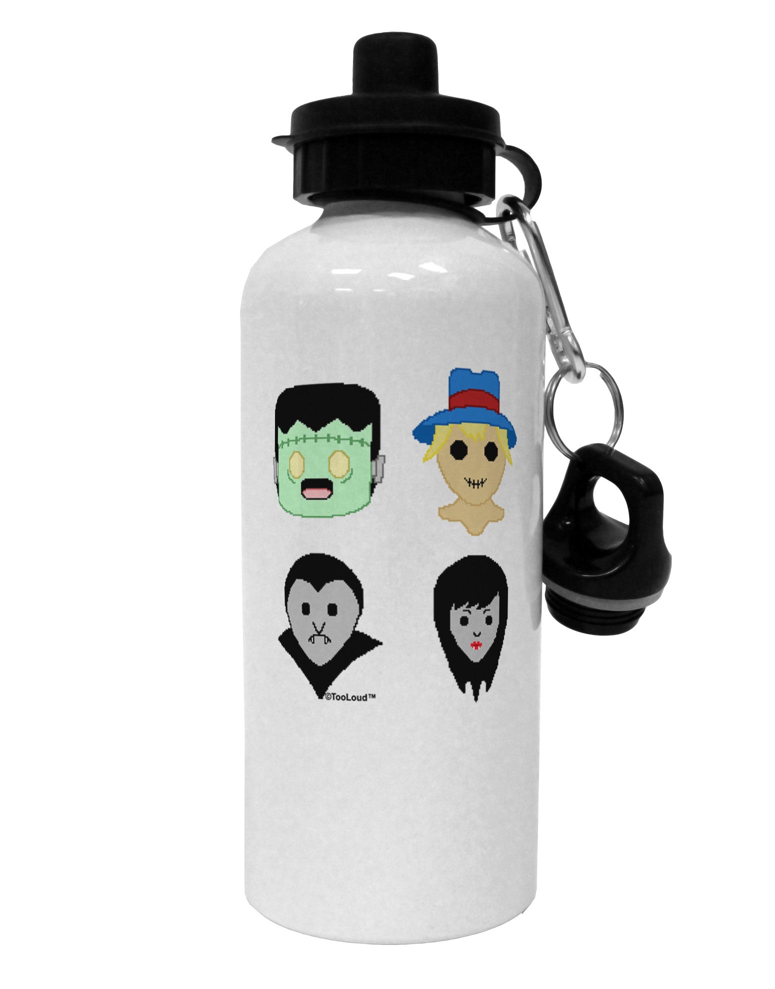 Cute Pixel Monsters Aluminum 600ml Water Bottle-Water Bottles-TooLoud-White-Davson Sales
