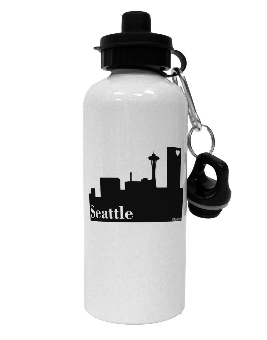 Seattle Skyline with Space Needle Aluminum 600ml Water Bottle by TooLoud-Water Bottles-TooLoud-White-Davson Sales