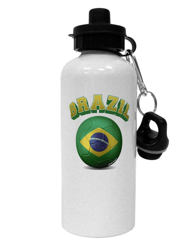 Soccer Ball Flag - Brazil Aluminum 600ml Water Bottle-Water Bottles-TooLoud-White-Davson Sales