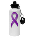 Crohn’s Disease Awareness Ribbon - Purple Aluminum 600ml Water Bottle-Water Bottles-TooLoud-White-Davson Sales