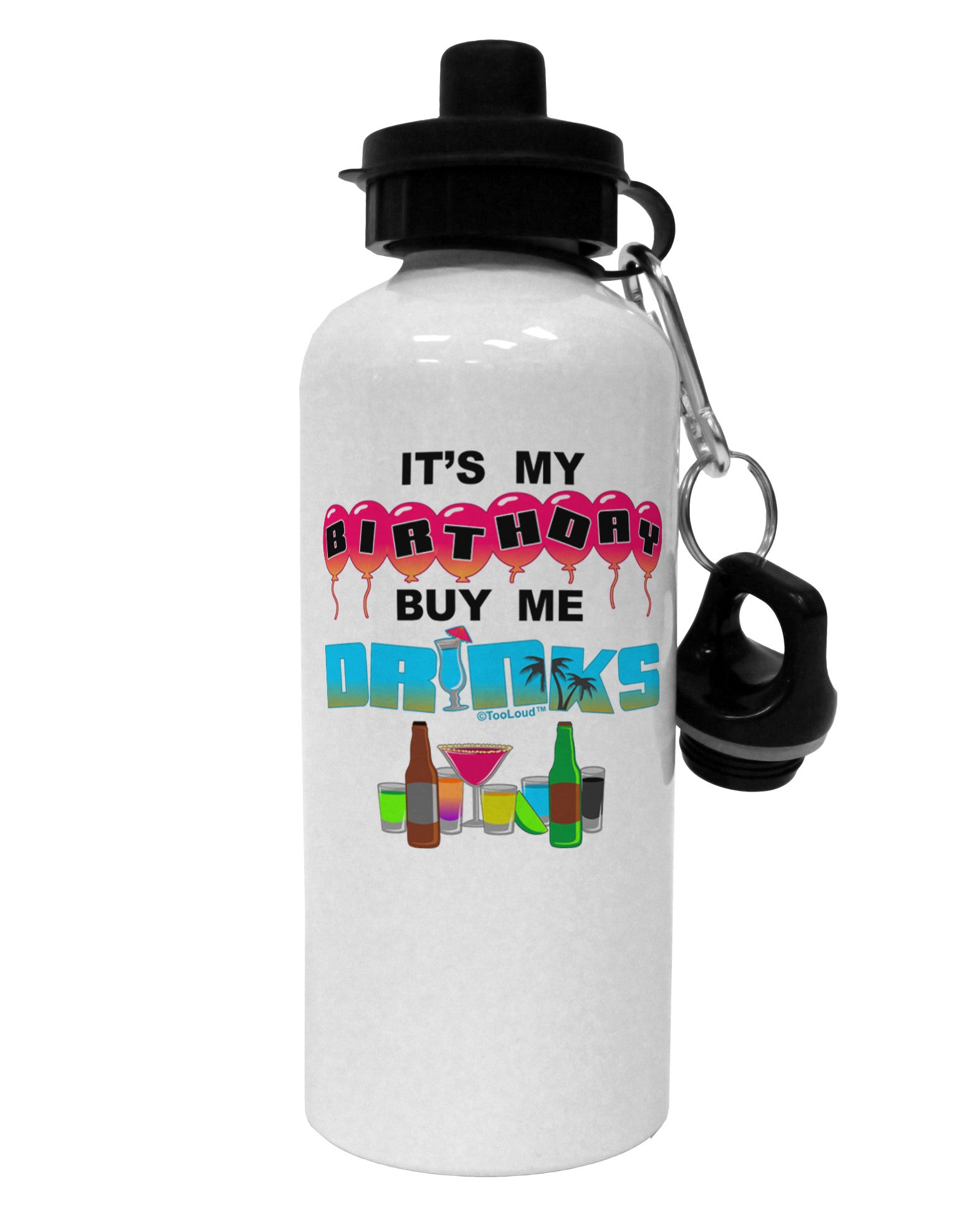 Birthday - Buy Me Drinks Aluminum 600ml Water Bottle-Water Bottles-TooLoud-White-Davson Sales