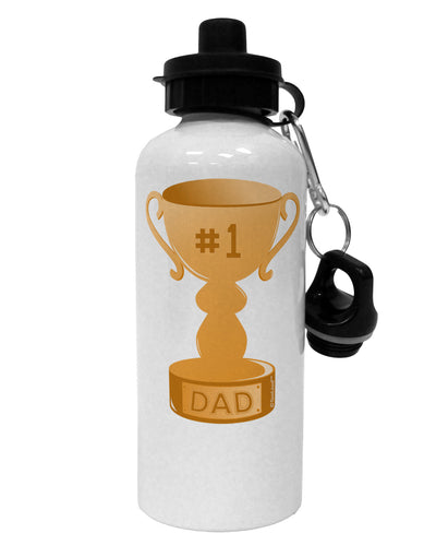 Number One Dad Trophy Aluminum 600ml Water Bottle-Water Bottles-TooLoud-White-Davson Sales