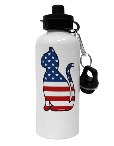 Patriotic Cat Design Aluminum 600ml Water Bottle by TooLoud-Water Bottles-TooLoud-White-Davson Sales