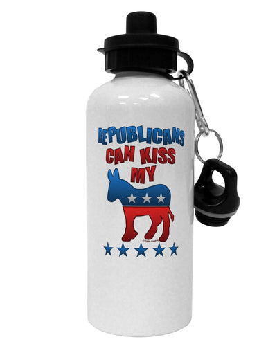 Republicans Can Kiss My - Democrat Aluminum 600ml Water Bottle-Water Bottles-TooLoud-White-Davson Sales