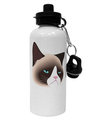 Cute Disgruntled Siamese Cat Aluminum 600ml Water Bottle-Water Bottles-TooLoud-White-Davson Sales