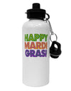 Happy Mardi Gras Text Aluminum 600ml Water Bottle by TooLoud-Water Bottles-TooLoud-White-Davson Sales