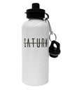 Planet Saturn Text Only Aluminum 600ml Water Bottle by TooLoud-Water Bottles-TooLoud-White-Davson Sales