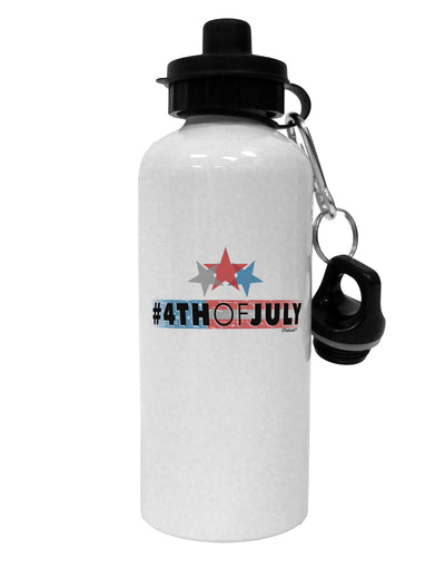 Hashtag 4th Of July Aluminum 600ml Water Bottle-Water Bottles-TooLoud-White-Davson Sales