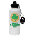 Shamrock Button - St Patrick's Day Aluminum 600ml Water Bottle by TooLoud-Water Bottles-TooLoud-White-Davson Sales