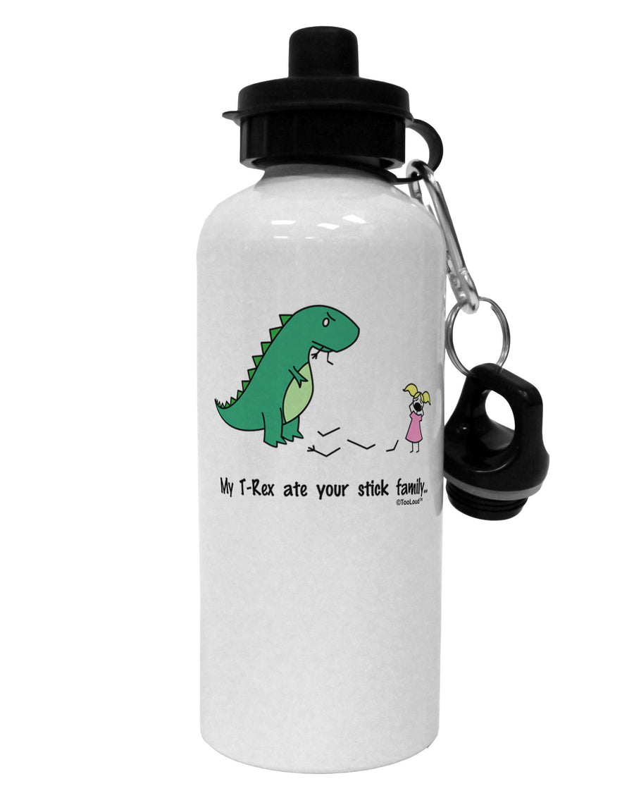 My T-Rex Ate Your Stick Family - Color Aluminum 600ml Water Bottle by TooLoud-Water Bottles-TooLoud-White-Davson Sales