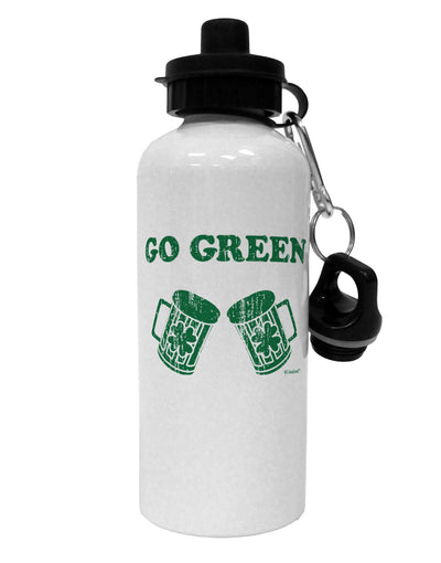 Go Green - St. Patrick's Day Green Beer Aluminum 600ml Water Bottle by TooLoud-Water Bottles-TooLoud-White-Davson Sales