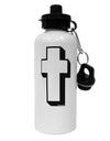 Simple Cross Design Black Aluminum 600ml Water Bottle by TooLoud-Water Bottles-TooLoud-White-Davson Sales