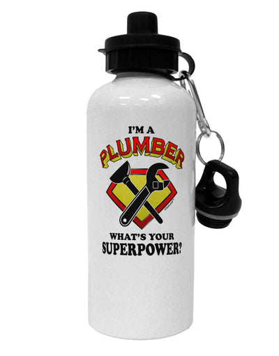 Plumber - Superpower Aluminum 600ml Water Bottle-Water Bottles-TooLoud-White-Davson Sales