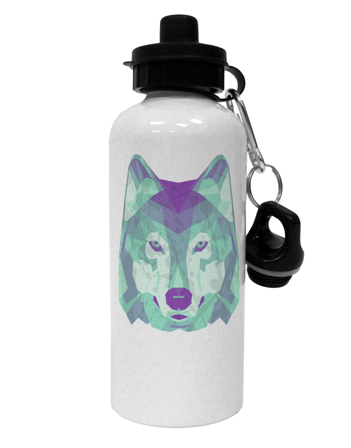 Geometric Wolf Head Aluminum 600ml Water Bottle by TooLoud-Water Bottles-TooLoud-White-Davson Sales