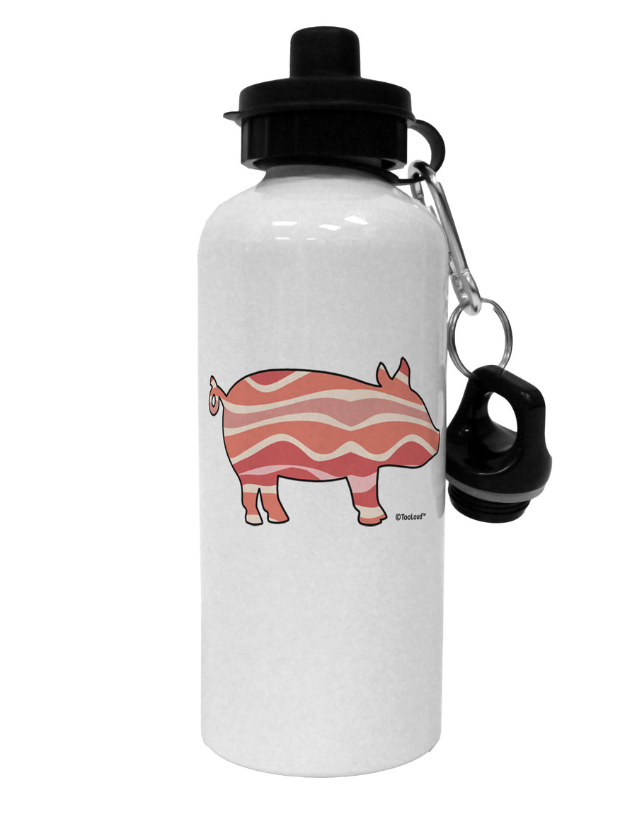 Bacon Pig Silhouette Aluminum 600ml Water Bottle by TooLoud-Water Bottles-TooLoud-White-Davson Sales