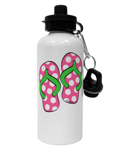 Cute Polka Dot Flip Flops - Pink and Green Aluminum 600ml Water Bottle-Water Bottles-TooLoud-White-Davson Sales