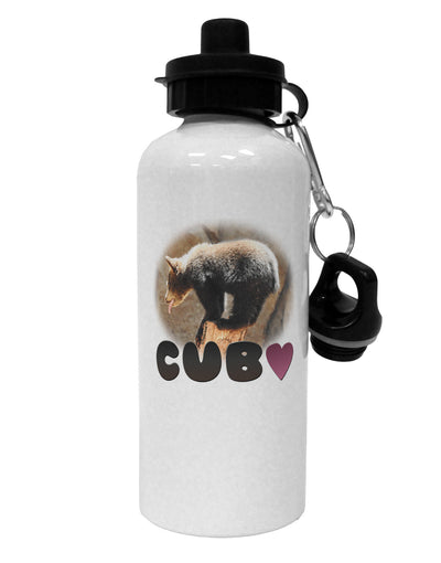 Balancing Bear Cub with Text Aluminum 600ml Water Bottle-Water Bottles-TooLoud-White-Davson Sales