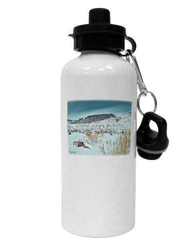 CO Snow Scene Text Aluminum 600ml Water Bottle-Water Bottles-TooLoud-White-Davson Sales