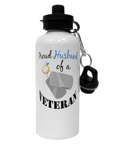 Husband of Veteran Aluminum 600ml Water Bottle-Water Bottles-TooLoud-White-Davson Sales