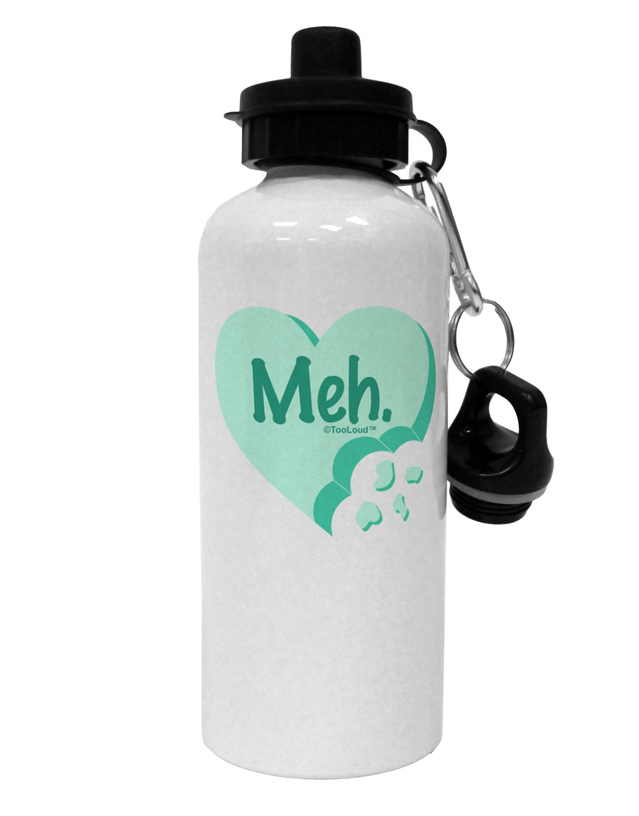 Meh Candy Heart Green - Valentines Day Aluminum 600ml Water Bottle by TooLoud-Water Bottles-TooLoud-White-Davson Sales