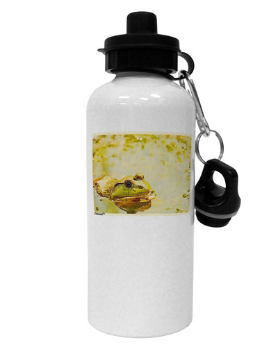 Bullfrog In Watercolor Aluminum 600ml Water Bottle by TooLoud-Water Bottles-TooLoud-White-Davson Sales