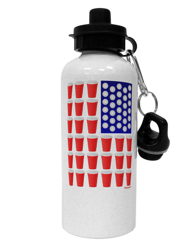 Beer Pong Flag Aluminum 600ml Water Bottle-Water Bottles-TooLoud-White-Davson Sales