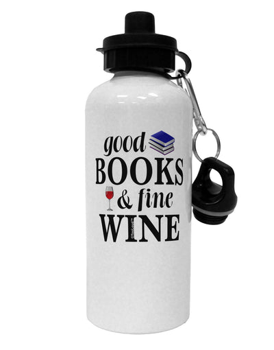 Good Books and Fine Wine Aluminum 600ml Water Bottle-Water Bottles-TooLoud-White-Davson Sales