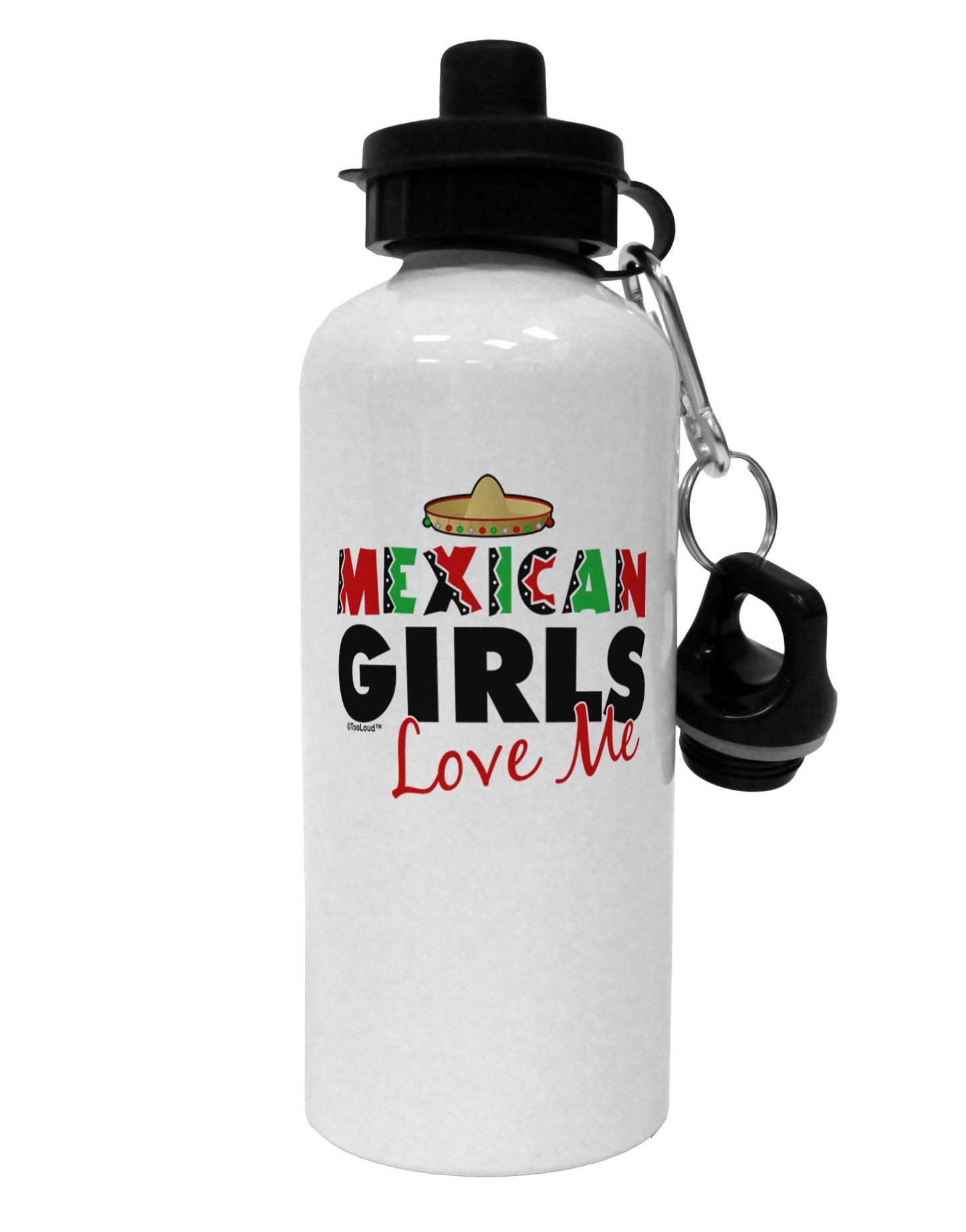 Mexican Girls Love Me Aluminum 600ml Water Bottle-Water Bottles-TooLoud-White-Davson Sales