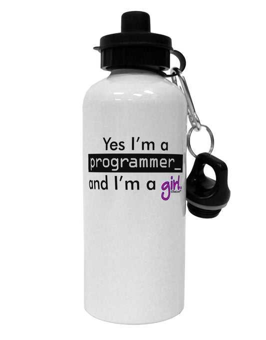 TooLoud Yes I am a Programmer Girl Aluminum 600ml Water Bottle-Water Bottles-TooLoud-White-Davson Sales
