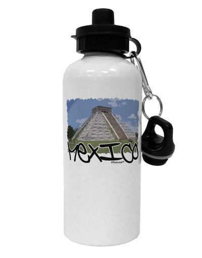 Mexico - Mayan Temple Cut-out Aluminum 600ml Water Bottle by TooLoud-Water Bottles-TooLoud-White-Davson Sales