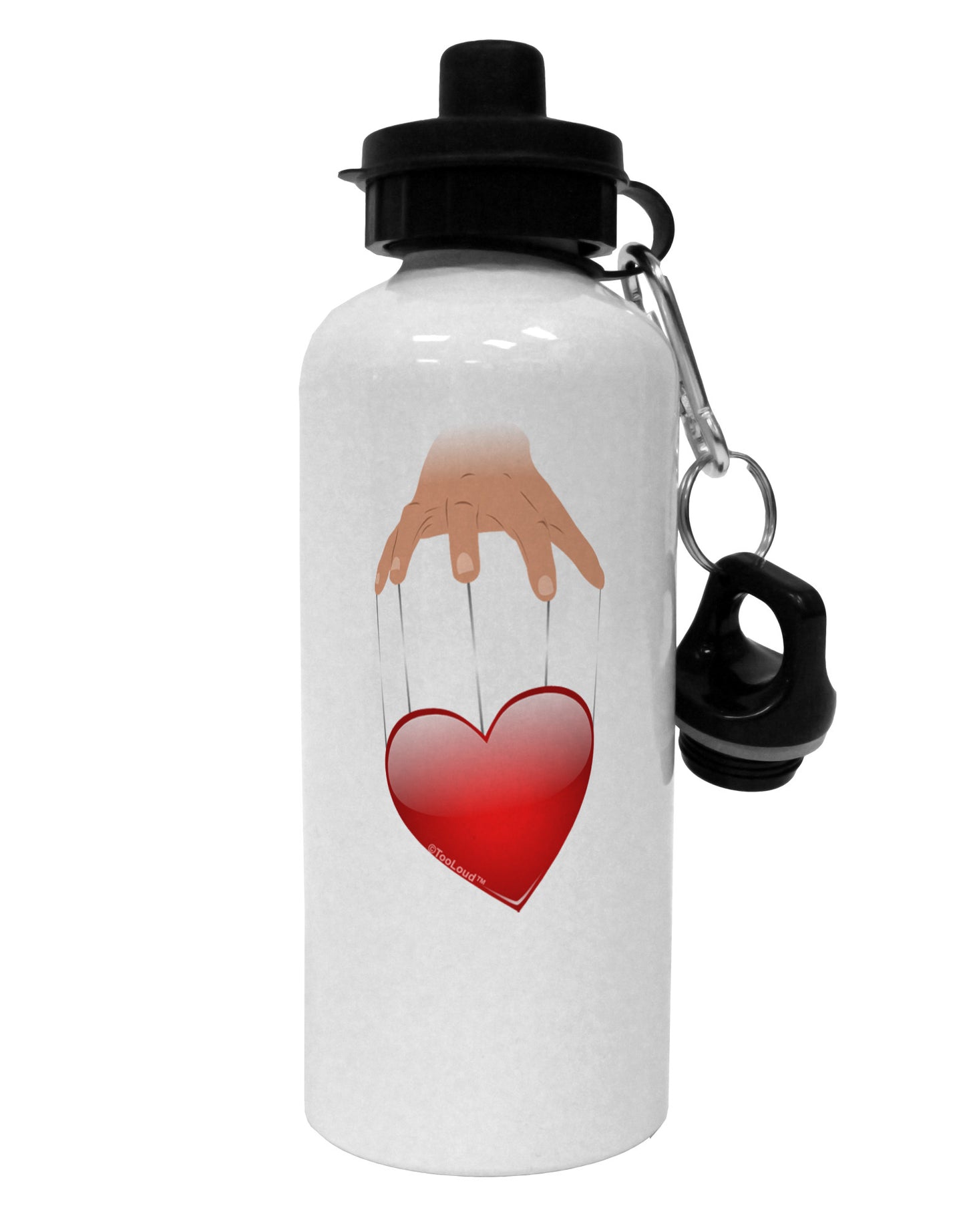 Heart on Puppet Strings Aluminum 600ml Water Bottle-Water Bottles-TooLoud-White-Davson Sales