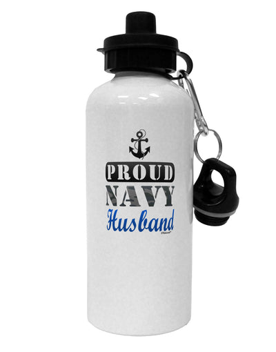 Proud Navy Husband Aluminum 600ml Water Bottle-Water Bottles-TooLoud-White-Davson Sales