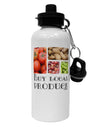 Buy Local Produce Text Aluminum 600ml Water Bottle-Water Bottles-TooLoud-White-Davson Sales