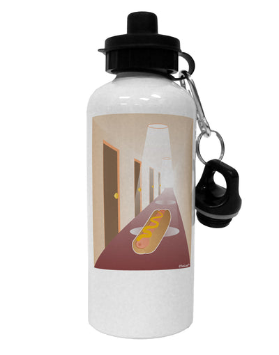 Hotdog in a Hallway Aluminum 600ml Water Bottle by TooLoud-Water Bottles-TooLoud-White-Davson Sales