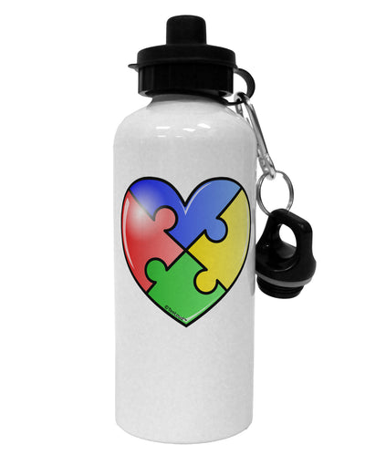 Big Puzzle Heart - Autism Awareness Aluminum 600ml Water Bottle by TooLoud-Water Bottles-TooLoud-White-Davson Sales