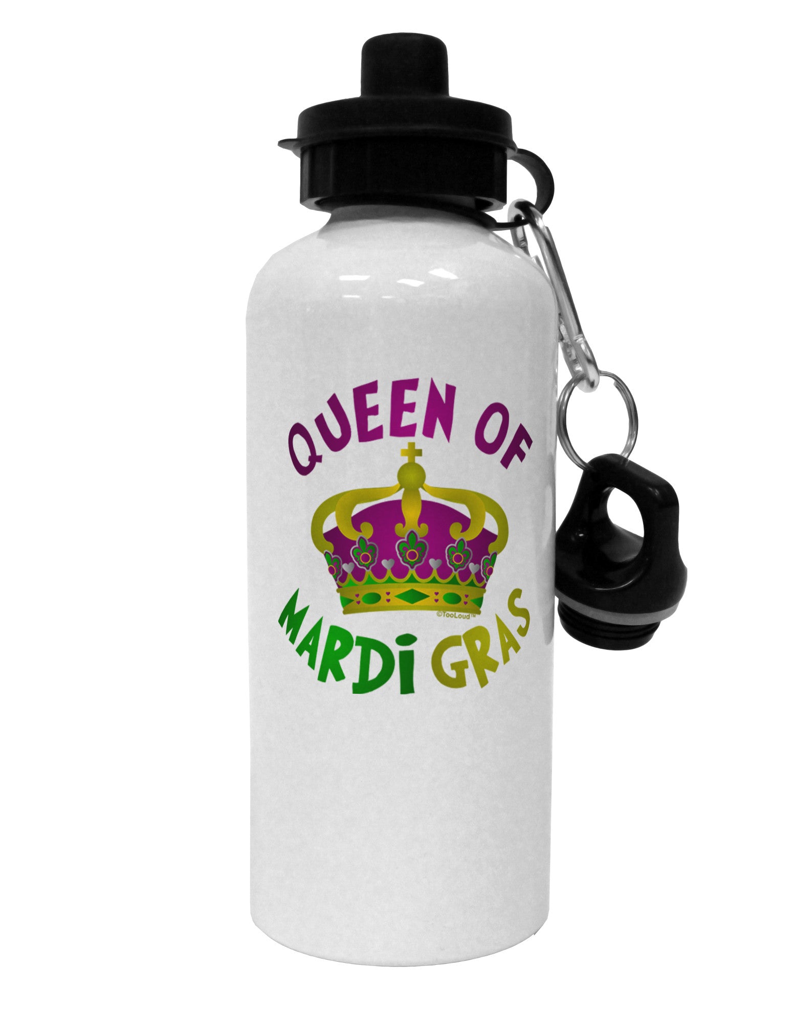 Queen Of Mardi Gras Aluminum 600ml Water Bottle-Water Bottles-TooLoud-White-Davson Sales