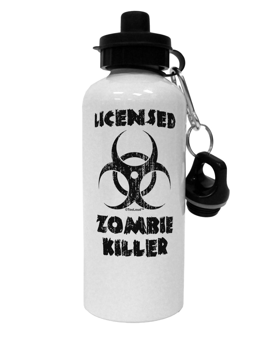 Licensed Zombie Killer - Biohazard Aluminum 600ml Water Bottle by TooLoud-Water Bottles-TooLoud-White-Davson Sales