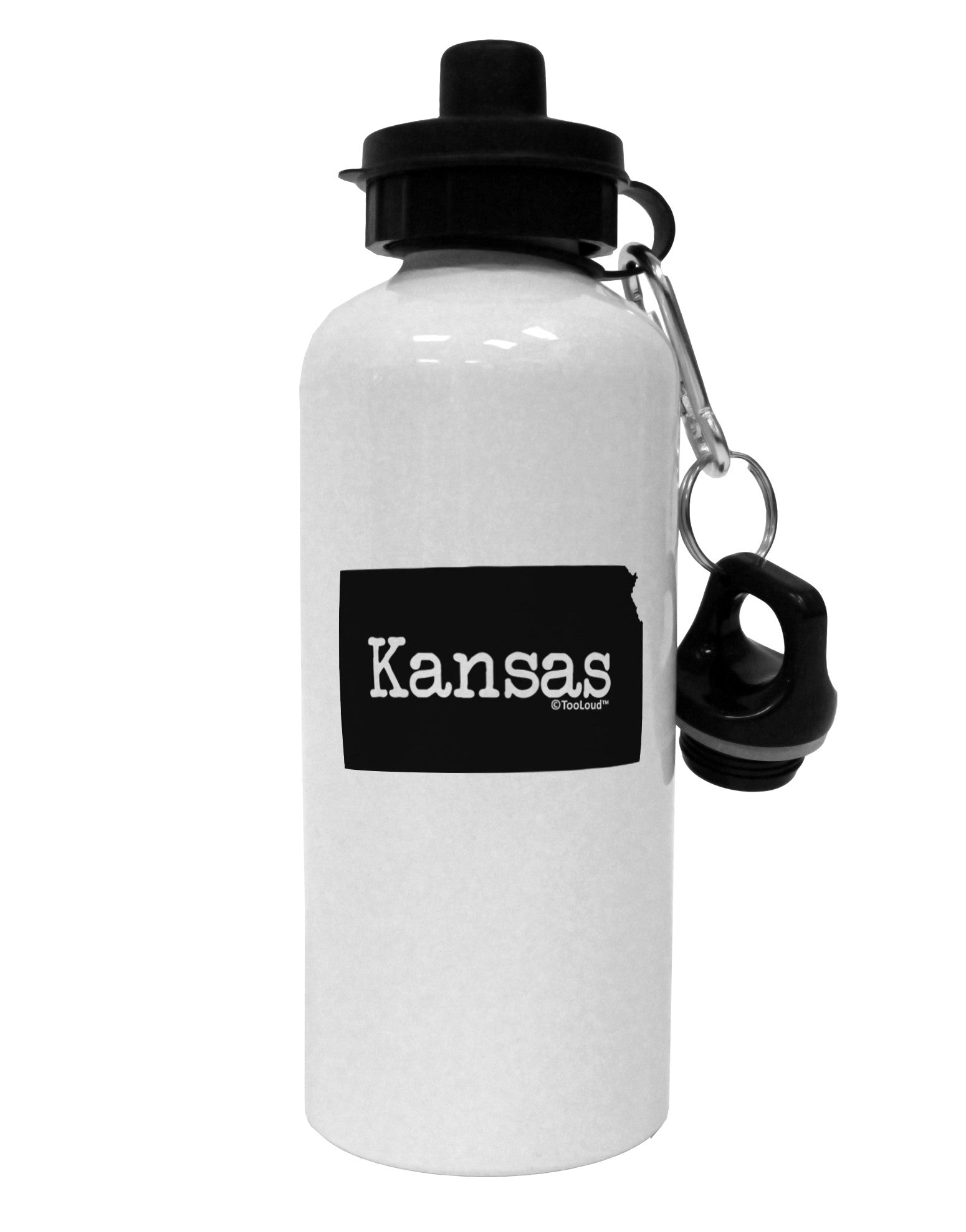 Kansas - United States Shape Aluminum 600ml Water Bottle-Water Bottles-TooLoud-White-Davson Sales