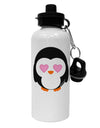 Cute Penguin - Heart Eyes Aluminum 600ml Water Bottle by TooLoud-Water Bottles-TooLoud-White-Davson Sales