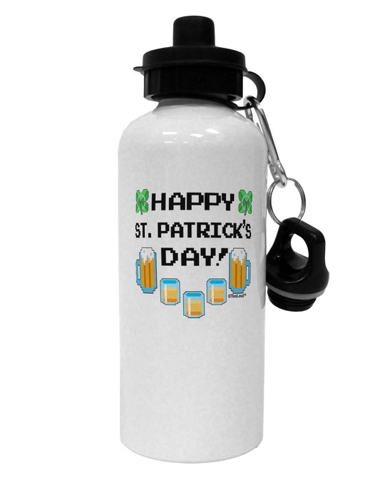 Pixel Happy St Patricks Day Aluminum 600ml Water Bottle-Water Bottles-TooLoud-White-Davson Sales