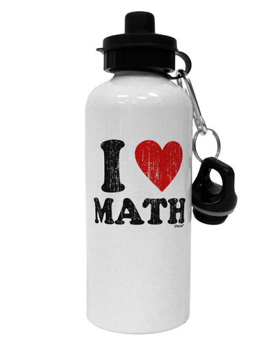 I Heart Math Distressed Aluminum 600ml Water Bottle by TooLoud-Water Bottles-TooLoud-White-Davson Sales