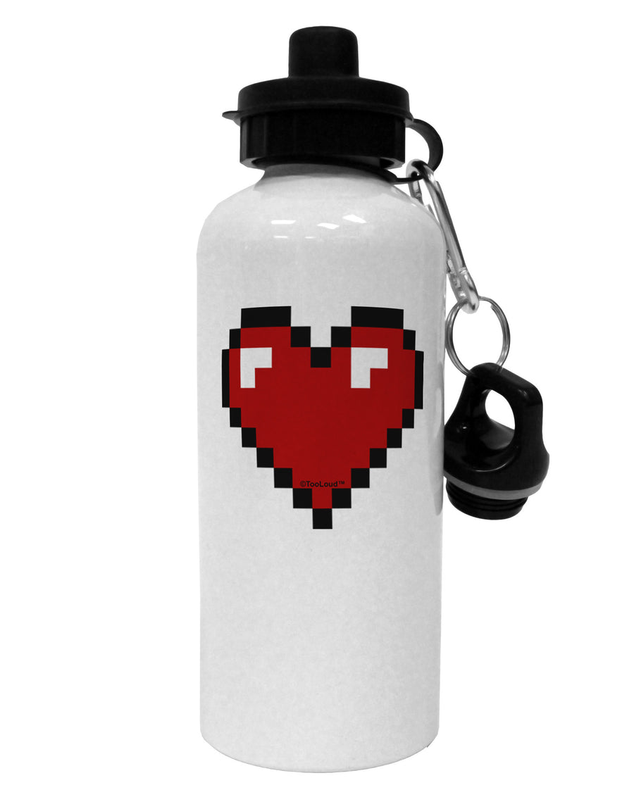 Pixel Heart Design 1 - Valentine's Day Aluminum 600ml Water Bottle by TooLoud-Water Bottles-TooLoud-White-Davson Sales