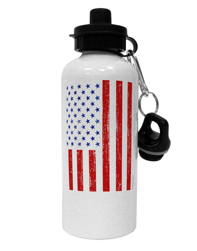 Red and Blue Stamp Style American Flag - Distressed Aluminum 600ml Water Bottle by TooLoud-Water Bottles-TooLoud-White-Davson Sales