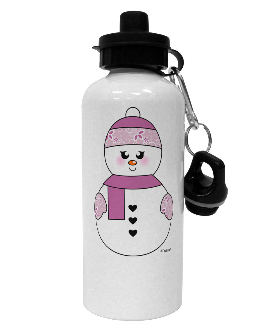 Cute Girl Snowman - Christmas Aluminum 600ml Water Bottle by TooLoud-Water Bottles-TooLoud-White-Davson Sales