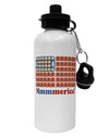 American Breakfast Flag - Bacon and Eggs - Mmmmerica Aluminum 600ml Water Bottle-Water Bottles-TooLoud-White-Davson Sales