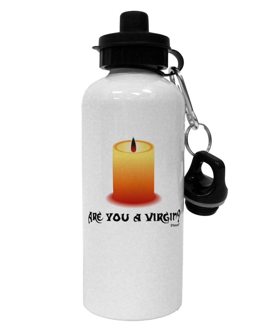 Are You A Virgin - Black Flame Candle Aluminum 600ml Water Bottle by TooLoud-Water Bottles-TooLoud-White-Davson Sales