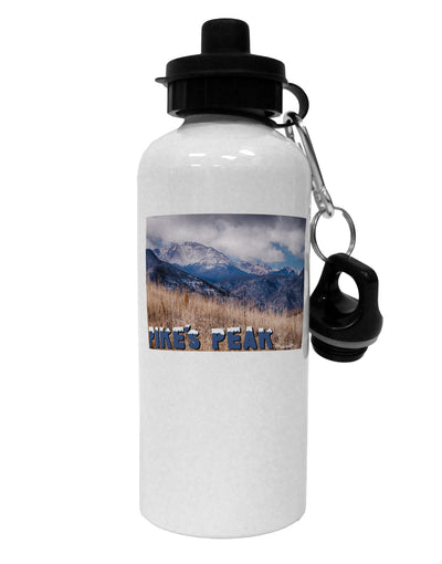 Pikes Peak CO Mountains Text Aluminum 600ml Water Bottle by TooLoud-Water Bottles-TooLoud-White-Davson Sales