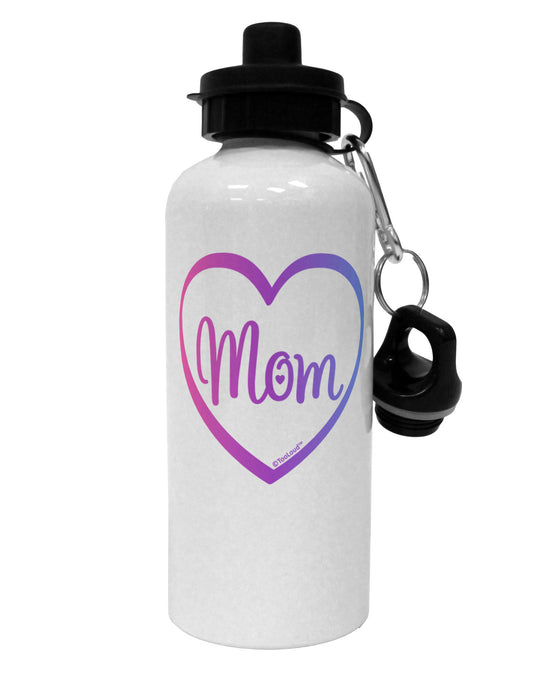 Mom Heart Design - Gradient Colors Aluminum 600ml Water Bottle by TooLoud-Water Bottles-TooLoud-White-Davson Sales