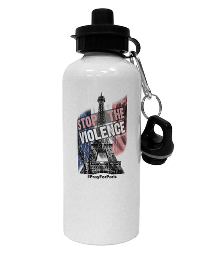 Distressed Paris Stop The Violence Aluminum 600ml Water Bottle-Water Bottles-TooLoud-White-Davson Sales