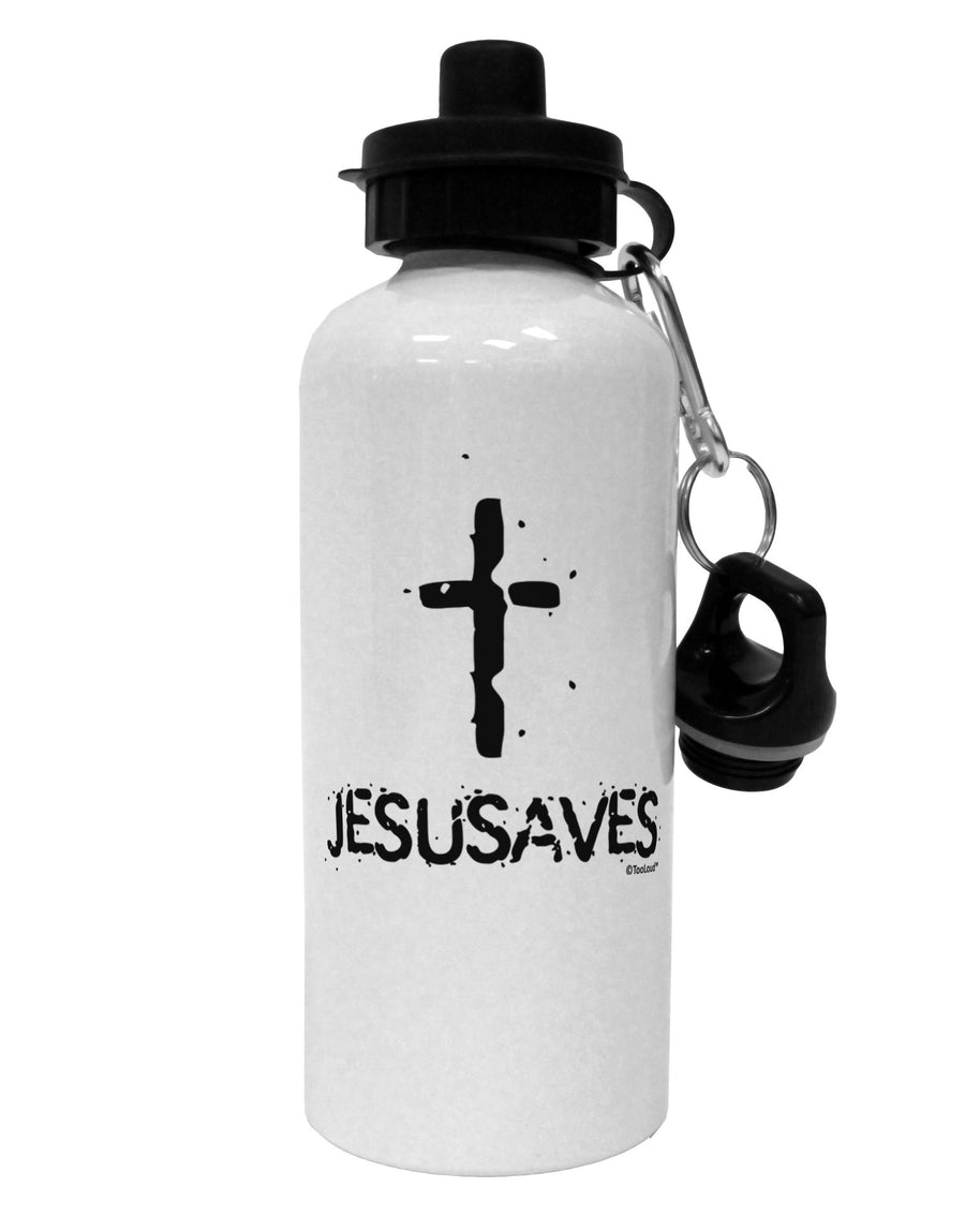 JESUSAVES - Jesus Saves Cross Design Aluminum 600ml Water Bottle by TooLoud-Water Bottles-TooLoud-White-Davson Sales